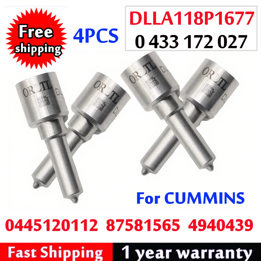 

4 шт. DLLA118P1677 0433172027 для CUMMINS 0445120112 87581565 4940439 0 445 120 112 новая дизельная форсунка Common Rail