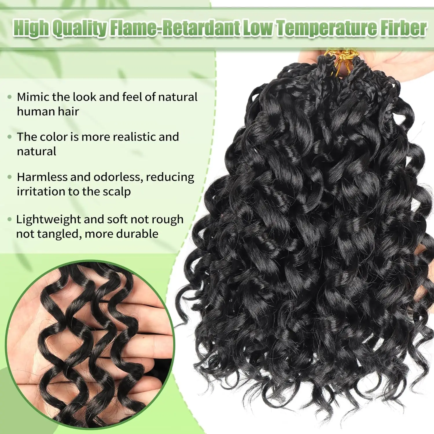 프리 루프 고고 컬 크로셰 헤어 1/6팩 합성 프리 트위스트 짧은 곱슬 크로셰 헤어 (흑인 여성용 오션 웨이브)