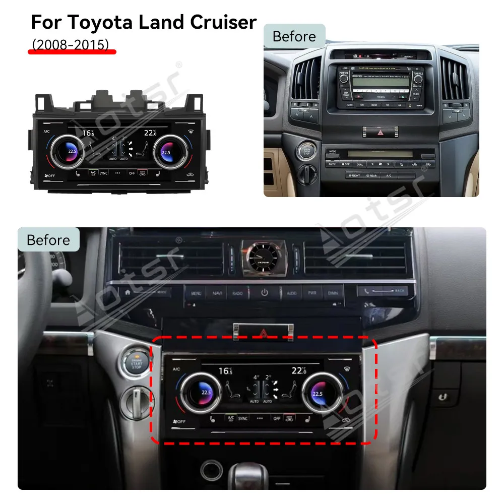 New Style For Toyota Land Cruiser 2008-2015/2016-2021 LCD Car Touchscreen Climate Controls AC Panel Interior Upgrade Accessory