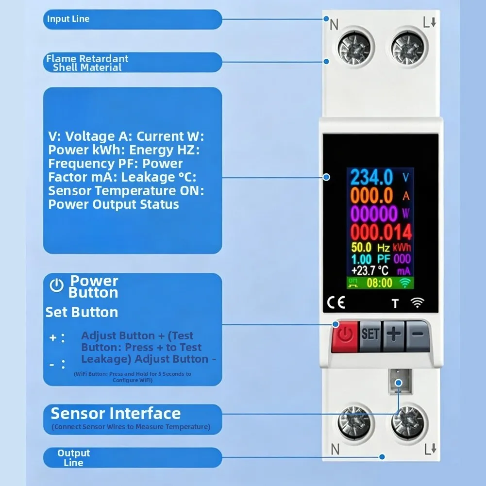 Eight-Function Smart AC Protection Device with Real-Time Monitoring and Automatic Cut-Off for Abnormal Electrical Conditions