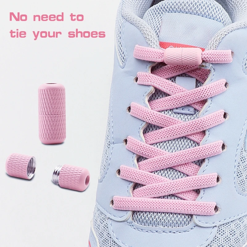 Schnürsenkel mit Schnellverschluss-Kapsel-Schnalle für Turnschuhe – flache elastische Schnürsenkel für Kinder und Erwachsene, Schuhzubehör ohne Krawatten, 1 Paar
