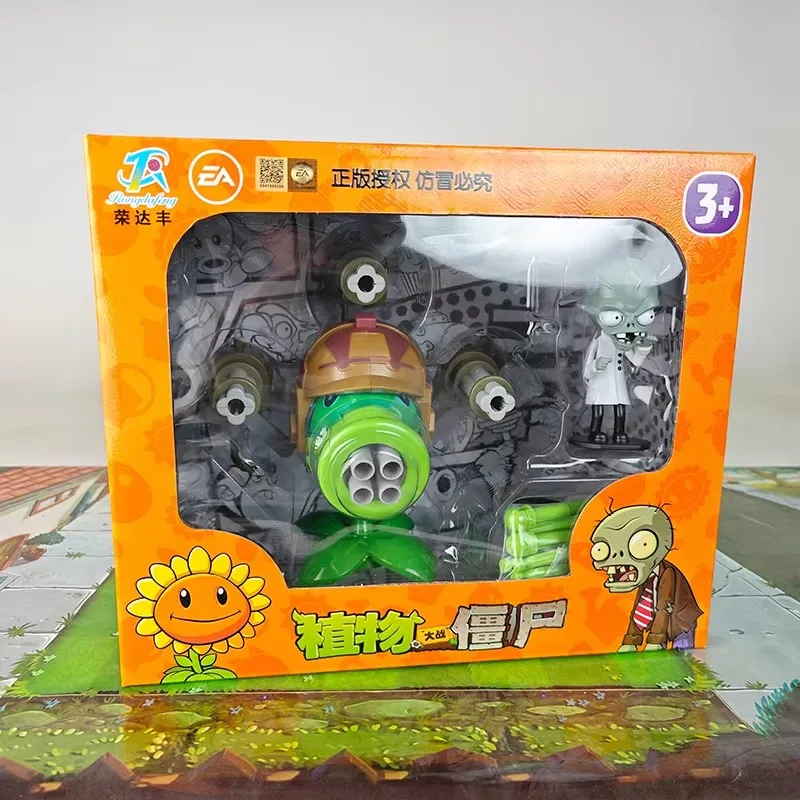 Plantas vs zumbis 2 pvz mochila de armazenamento infantil brinquedos 7 buracos gatling metralhadora ervilha atirador zumbi médico tiro brinquedo presentes