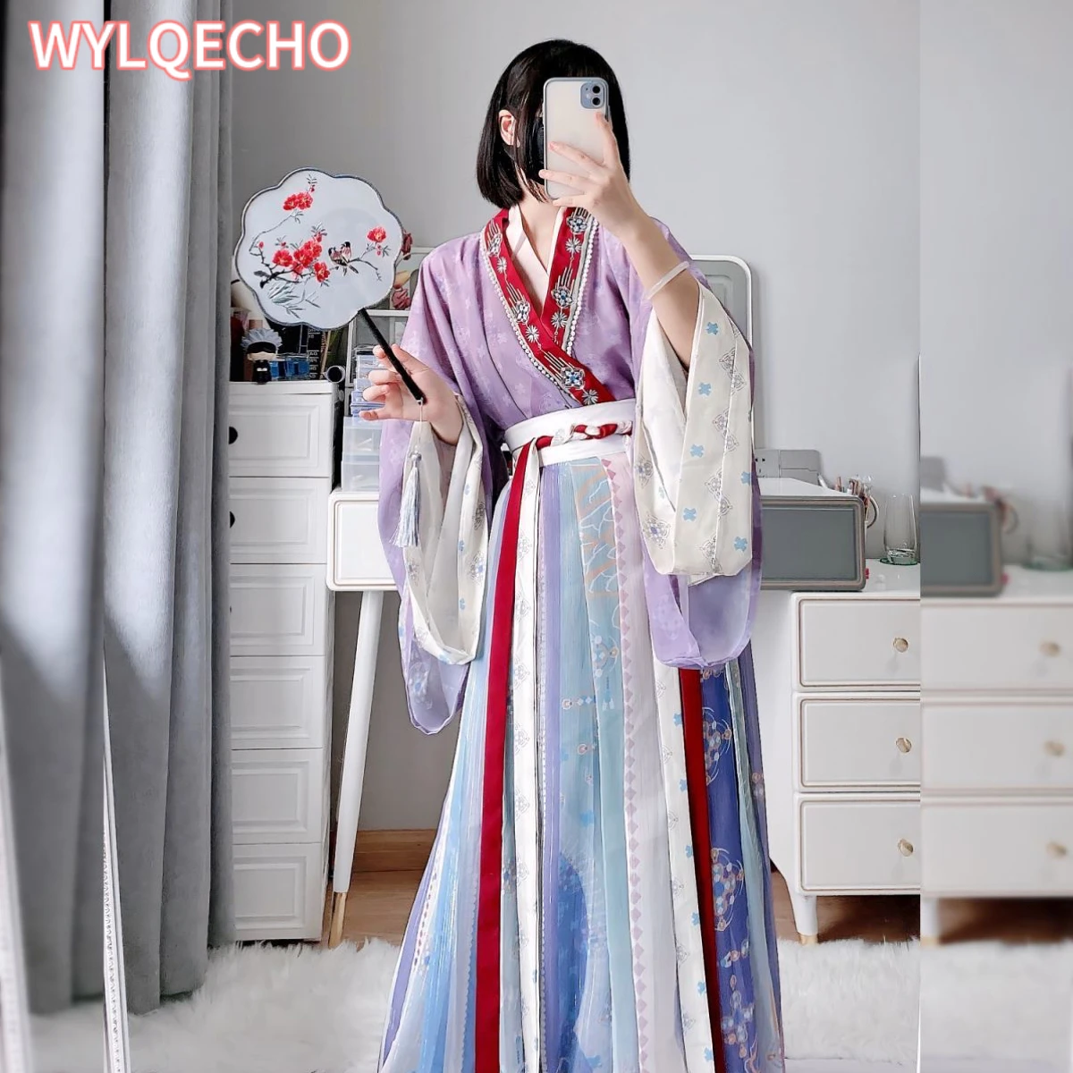 Chinese Hanfu Dress Women Ancient Traditional Hanfu Female Carnival Cosplay Costume Blue&Purple Hanfu Dance Dress Large Size XL