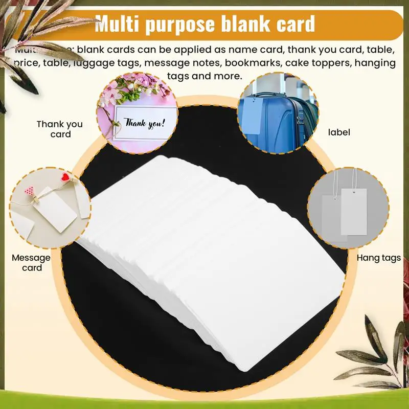 New-Blank White Cardboard Paper Message Card Business Cards Word Card DIY Tag Gift Card About 100Pcs (White)