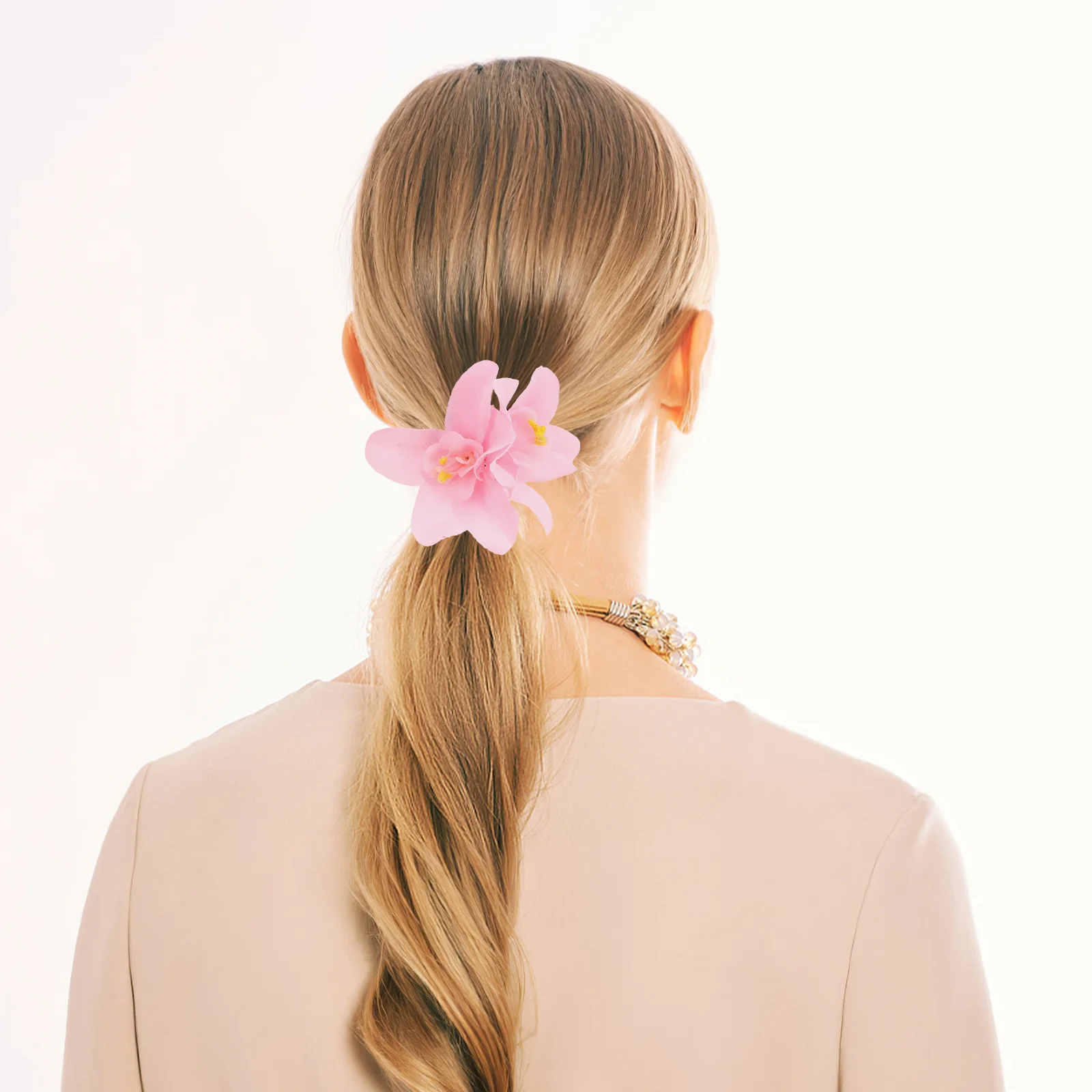 

5pcs : Soft Fabric Floral Hair Accessories No Damage Elastic Ponytail Holders For Women Girls Beach Style Flower Hair Ties