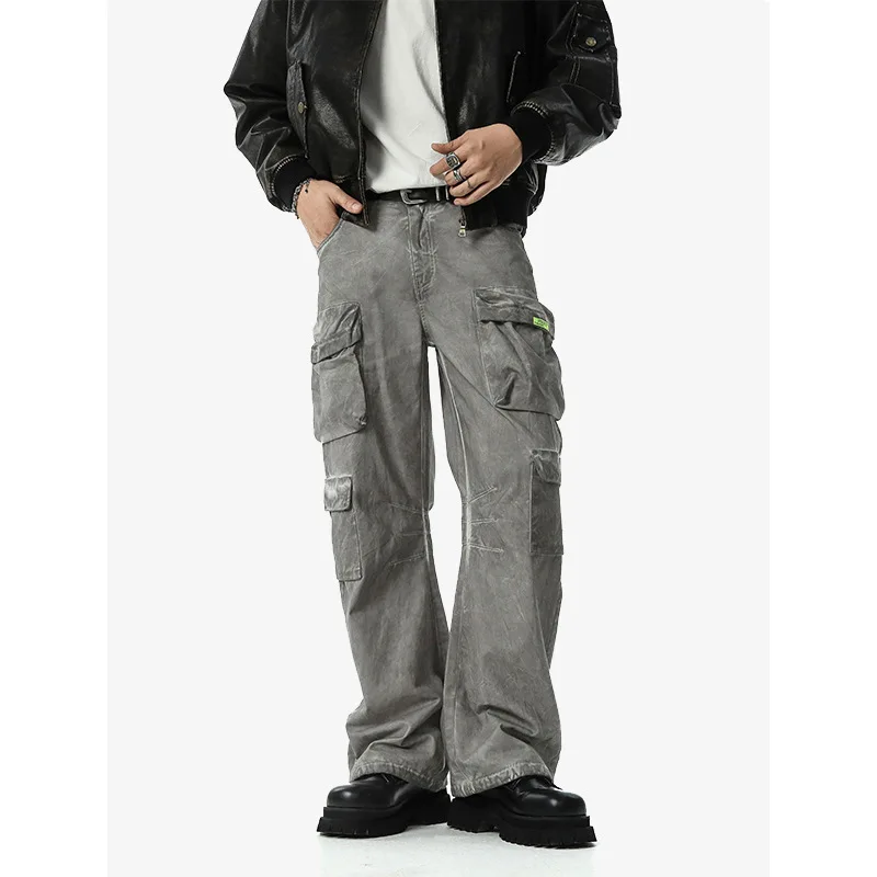 

Men's Pants Wasteland Techwear Style Wear Cargo Pocket Washed and Worn Casual Trousers