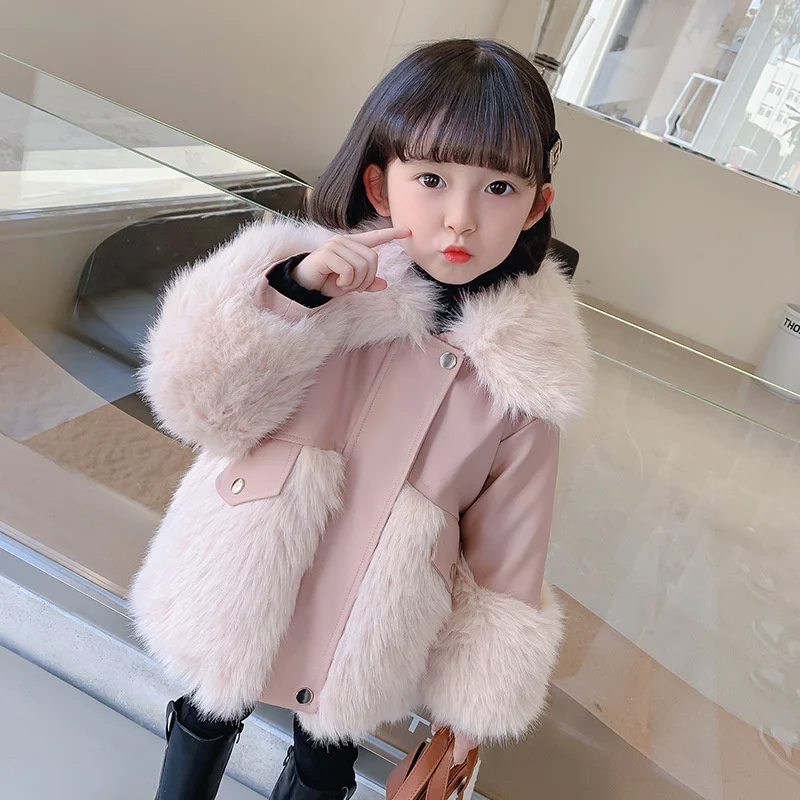 Girls Coat Jacket Cotton Windbreak Snowsuit 2023 Beauty Winter Autumn Faux Fur Outwear Children\'s Clothing