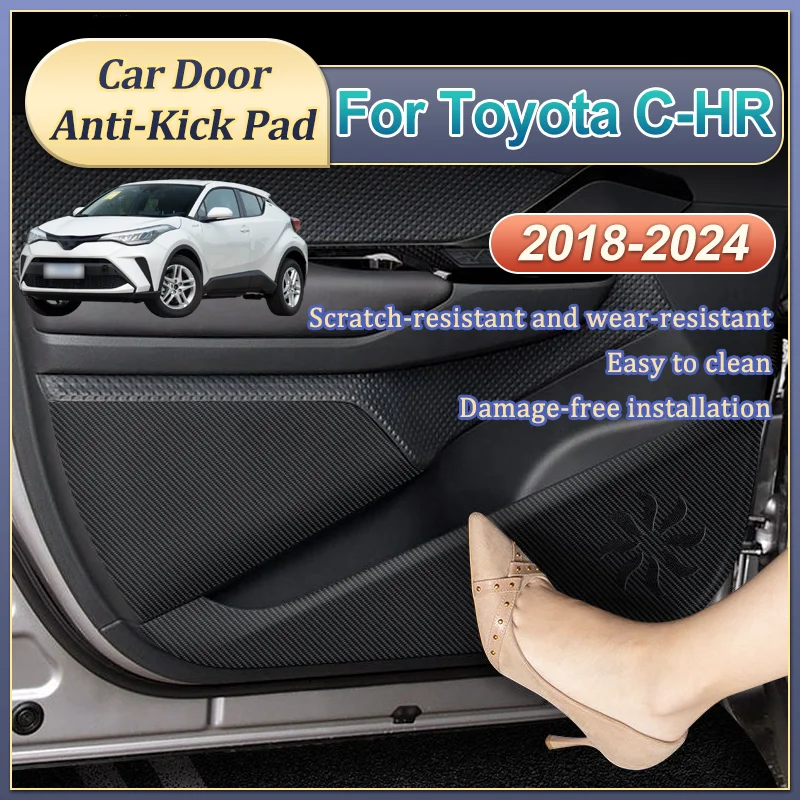 

Accessories For Toyota C-HR CHR 2018-2024 4PCS Car Door Anti-Kick Pad Interior Carbon fiber Protection Sticker Anti Dirt Mat