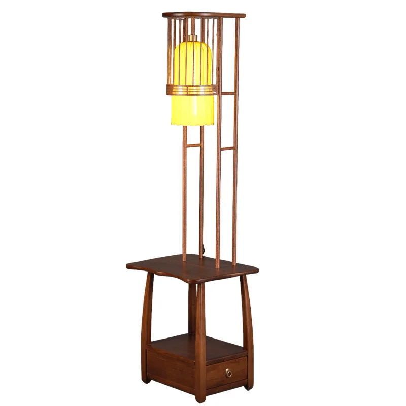 

Shelf integrated vertical antique bedroom bedside table lamp