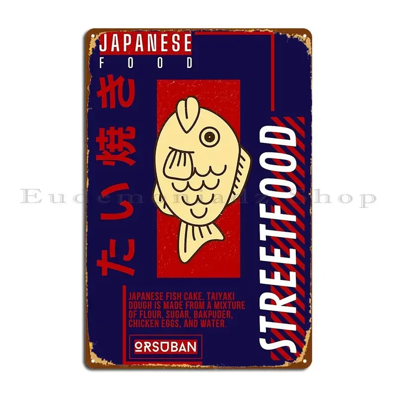 Taiyaki Foodstreet Rot-Weißes Orsuban OSB Metallschild Poster Kino Eisen Design Küche Blechschild Poster
