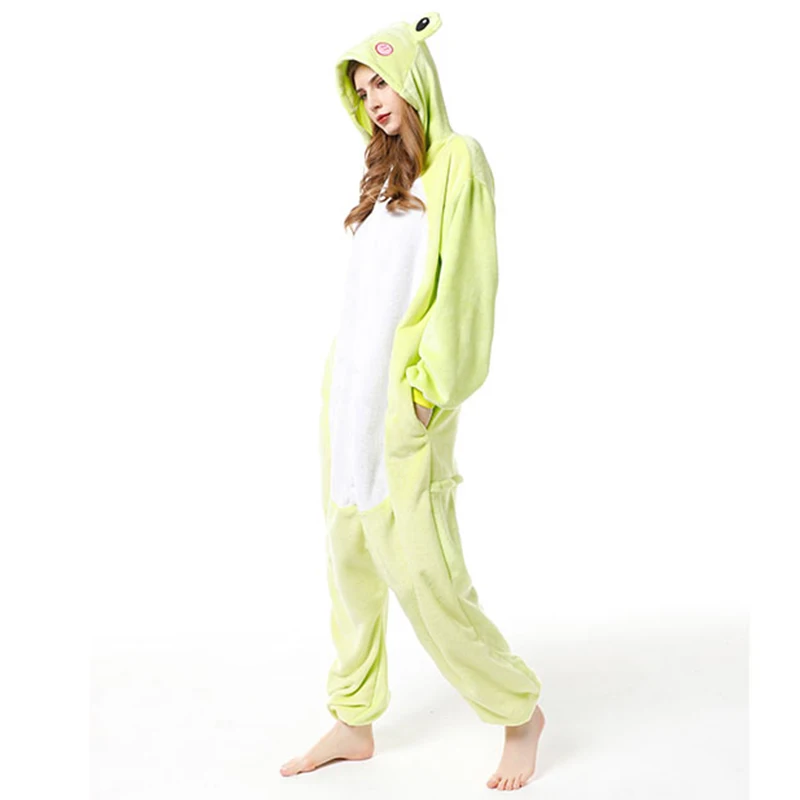 Kigurumi Adults Frog Onesie Pajamas Animal Pajamas Slippers Cute Costume Jumpsuit Onesies Sleepwear Cosplay for Men Women