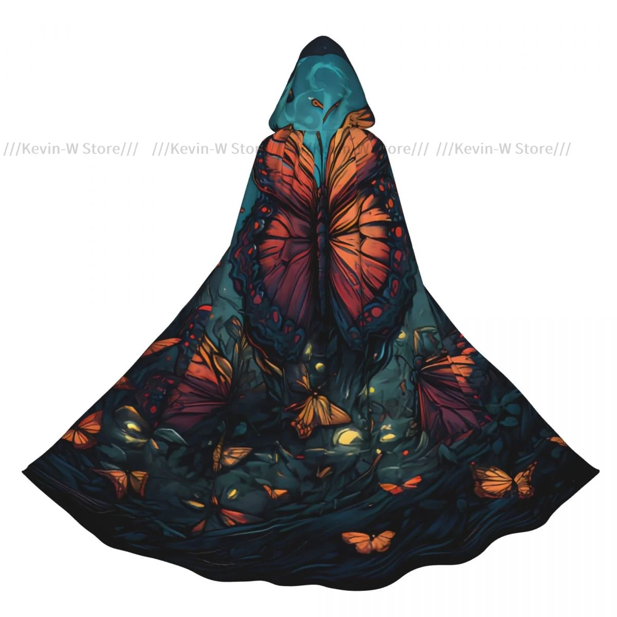 

Плащ с капюшоном «Бабочки на ночном небе», полиэстер, унисекс, накидка ведьмы, аксессуар для костюма