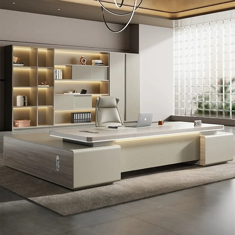 

Designer Drawers Executive Office Desk Wood White Adjustable Luxury Computer Desk Modern Large Scrivania Work Station Table