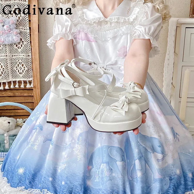 Spring Autumn New Japanese Style Cute Shoes Girls Original Lolita High Heels Shoes Round Toe Lolita Shoes Women's Pumps