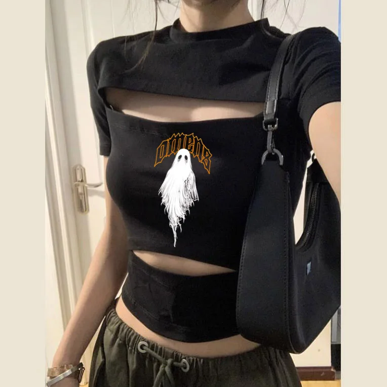 Bad Omens Crop Top Women Party Baddie 2000s Top Tees Korean Fashion Scene  Manga Vintage Party Cropped