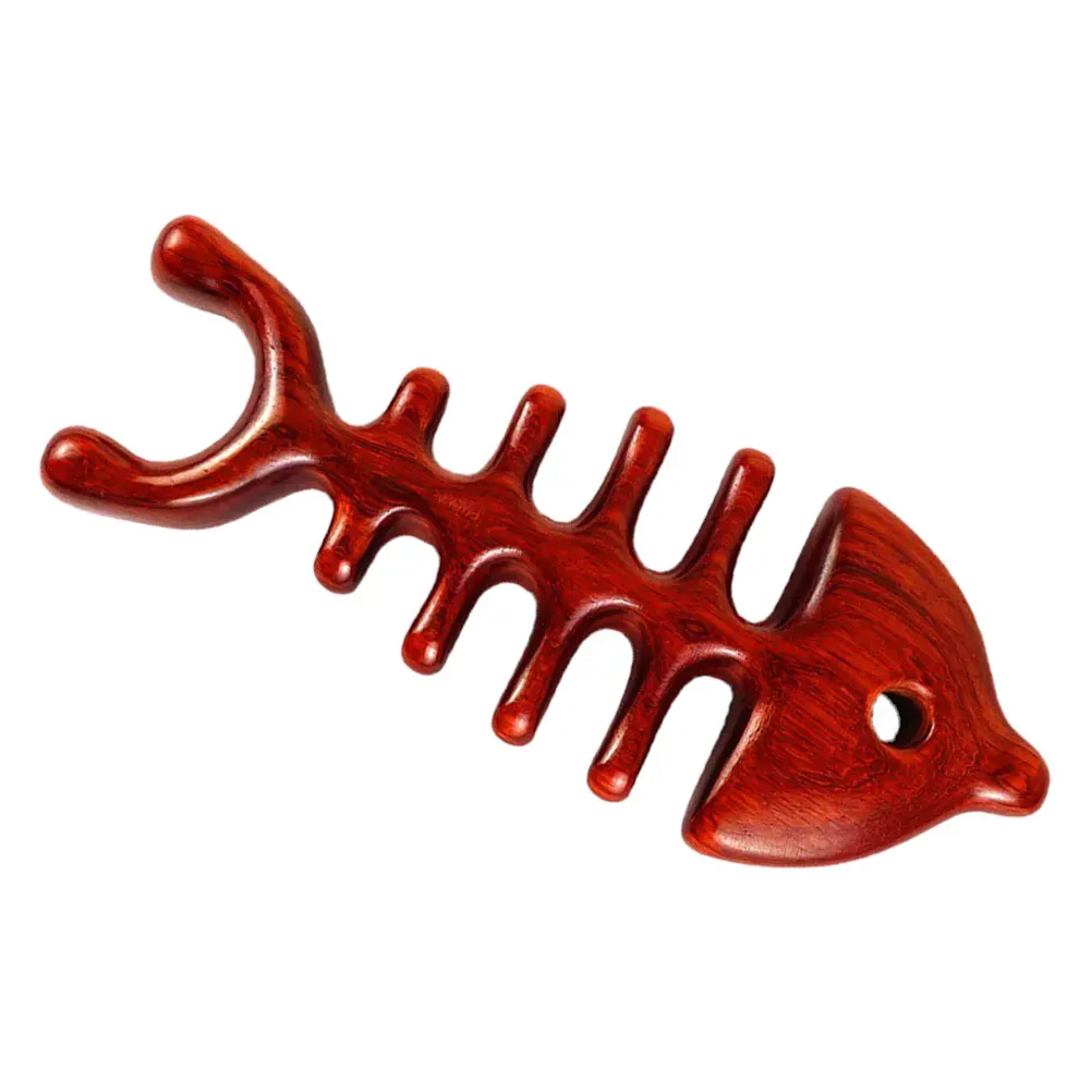 

1pc Wooden Body Massager Fish Bone Shaped Massage Comb Tool For Scalp Back Massager Smooth Durable Practical Handheld Comb Tool