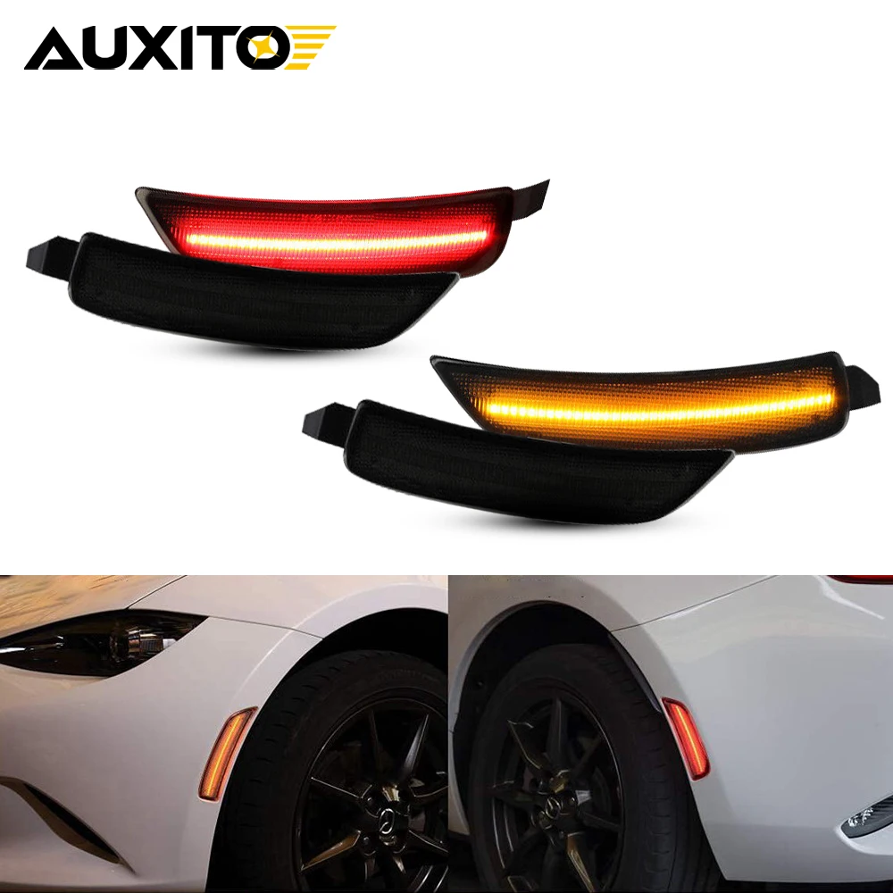 For Mazda Miata MX-5 2016 2017 2018 2019 2020 2021 2022 Car Front Rear Bumper LED Side Marker Light Red Yellow Lamp Accessories