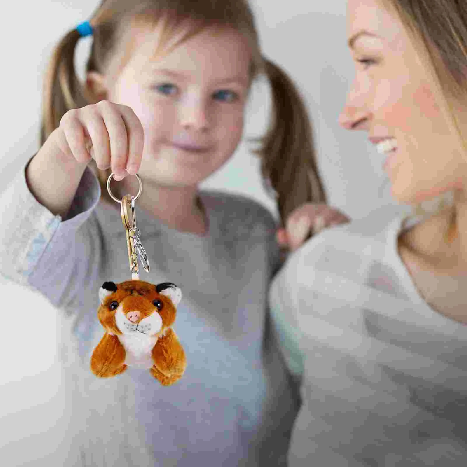 Animal Keychain Baby Toys Big Stuffed Animals Stainless Steel Sound Pendant Cheetah Plush Cloth Cat Plushies