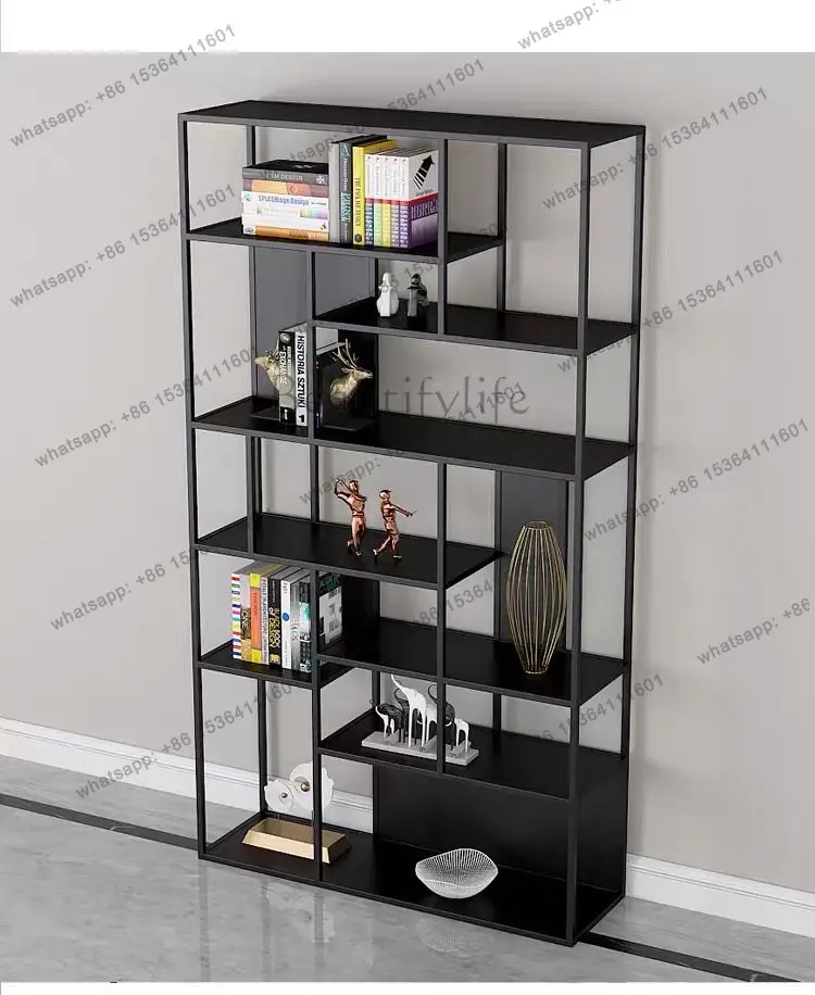 LJY Nordic wrought iron rack light luxury storage decorative rack simple modern living room floor display rack