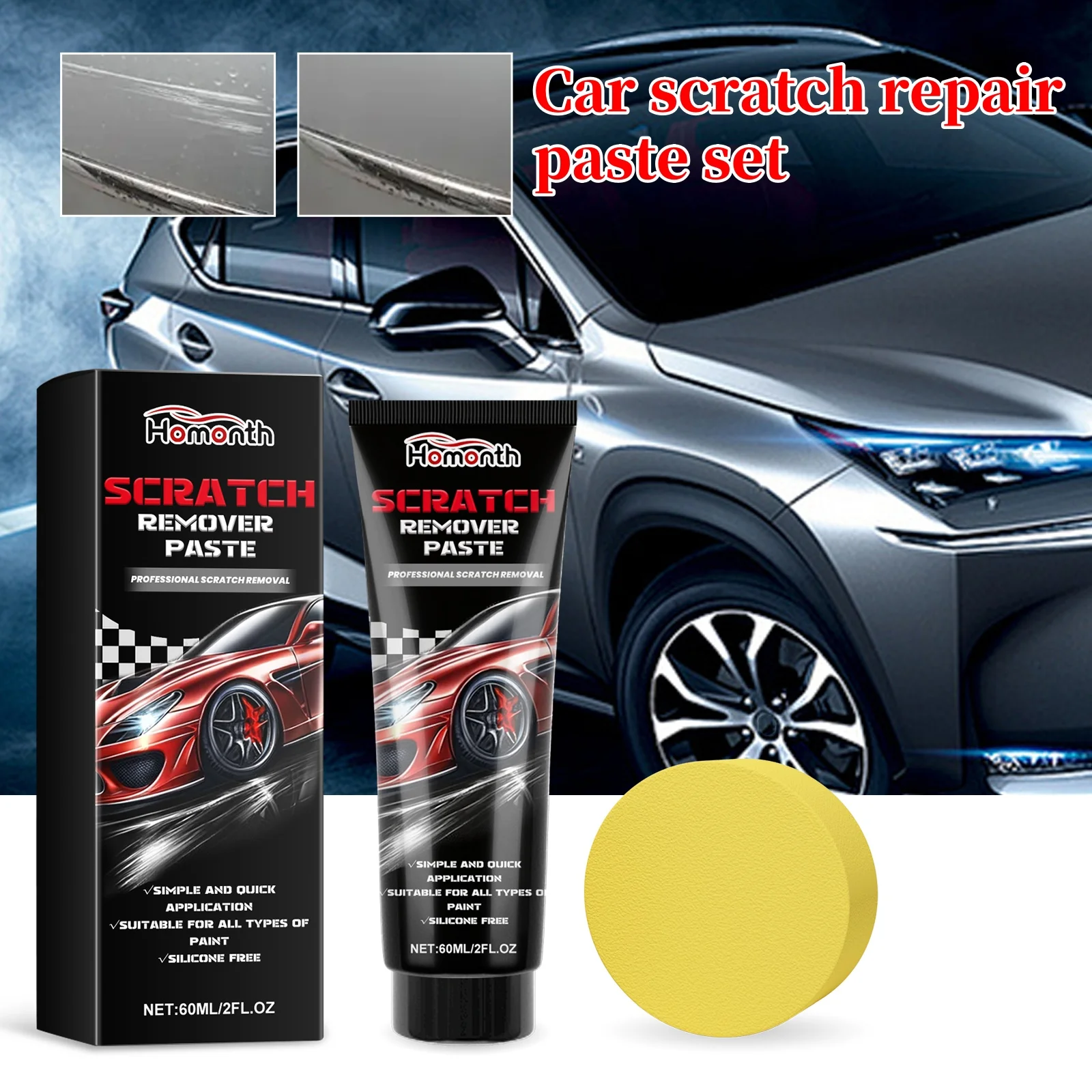 

Car Wax Scratch Remover 60ml Easily Repair Paint Scratches Cream Professional Car Paint Deep Scratch Repair Agent Easily Repair