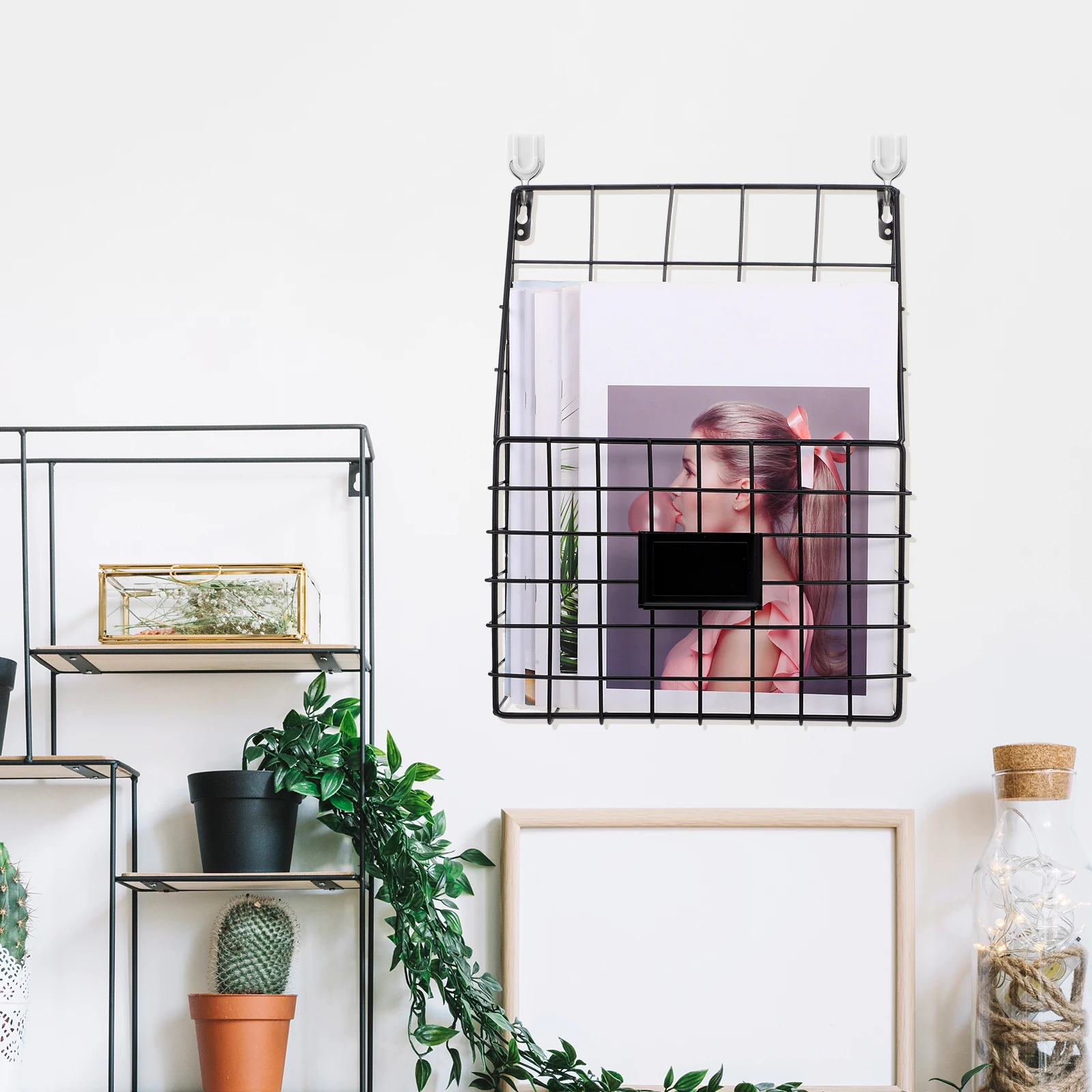 

Newspaper Rack Storage Magazine Wall Office Vertical File Organizer Hanging Rack Bookshelf Iron Grid