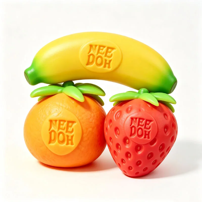 Groovy Nee Doh Schylling Fruit Stress Ball, Elastic Soft Squishy Fidget Toy, Banana Strawberry Orange Squeeze Sensory Toy - view 3