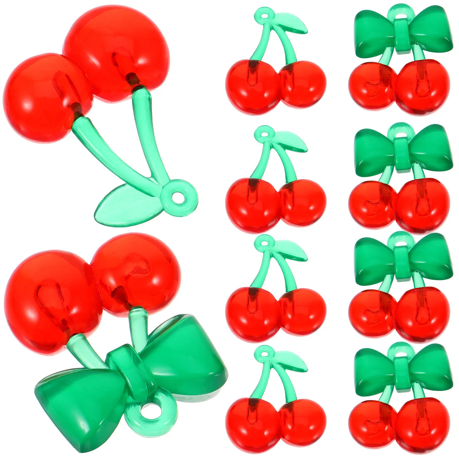 10Pcs Acrylic Cherry Charms for Jewelry Making DIY Necklace Bracelet Earrings Hair Accessories Craft Decoration Kawaii Fruit