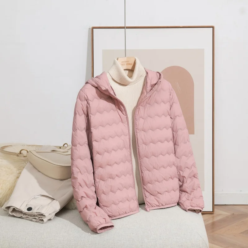 Autunno e inverno nuove signore 2025 piumino con cappuccio semplice cappotto caldo casual coreano 90% piuma d'anatra bianca giacca da donna