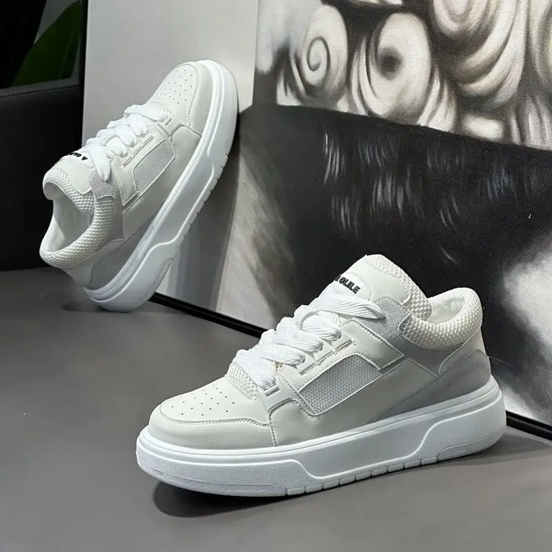 

Trendy Off White Shoes for Men Comfortable Soft Sole Platform Sneakers Casual Running White Sneakers Men Heightening Men's Shoes