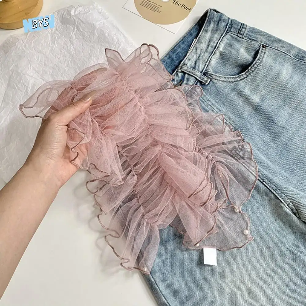 

Elegant Balletcore Mesh Mini Skirts Y2k Korean Style Ruffle Skirts Apron Wrap Solid Color Butt Curtain Girl
