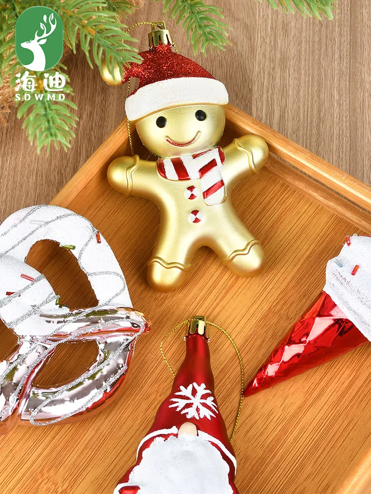 

Christmas Decorations Plastic Colored Gingerbread Man Grandpa Ice Cream Doughnut Design
