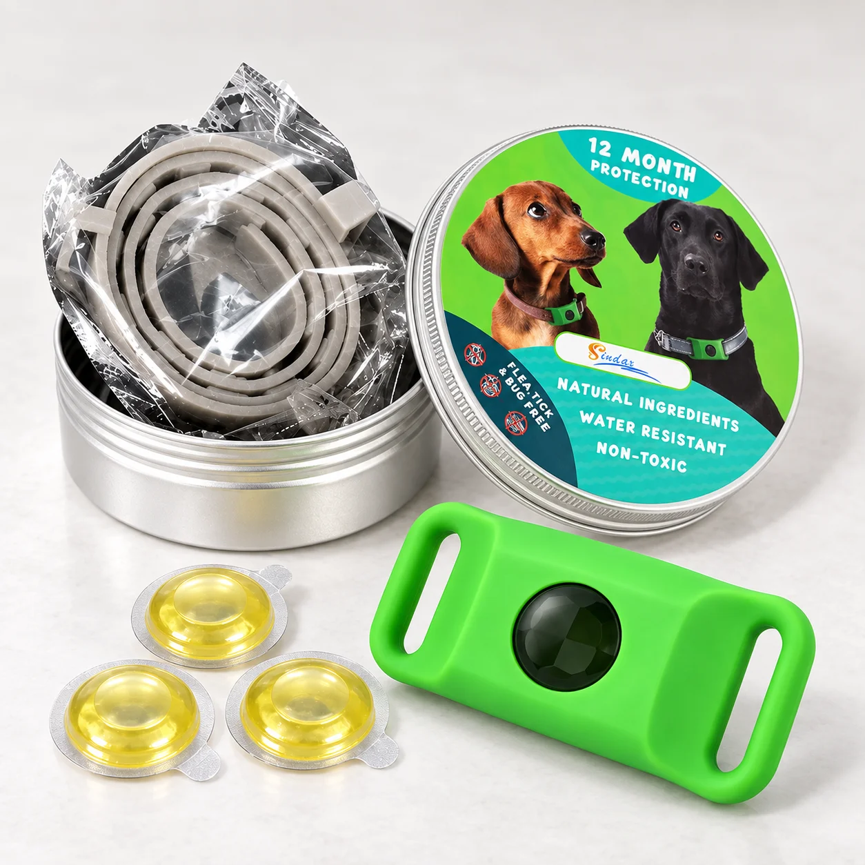 Flea Tick Repellent Collar Clip for Dogs Cats, Replaceable Insert Holder, Lightweight Pet Collar Accessory for Daily Wear