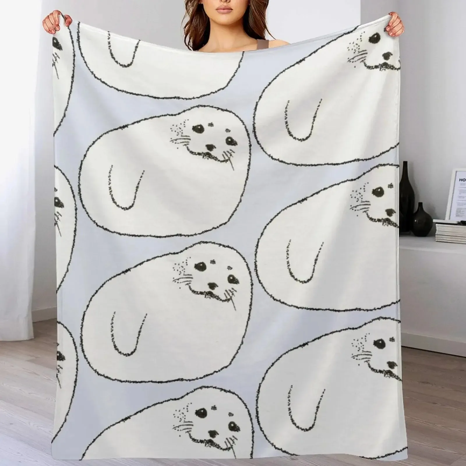 

Cute Harp Seal Pup Throw Blanket Bed Fashionable Heavy for sofa Kid'S Blankets