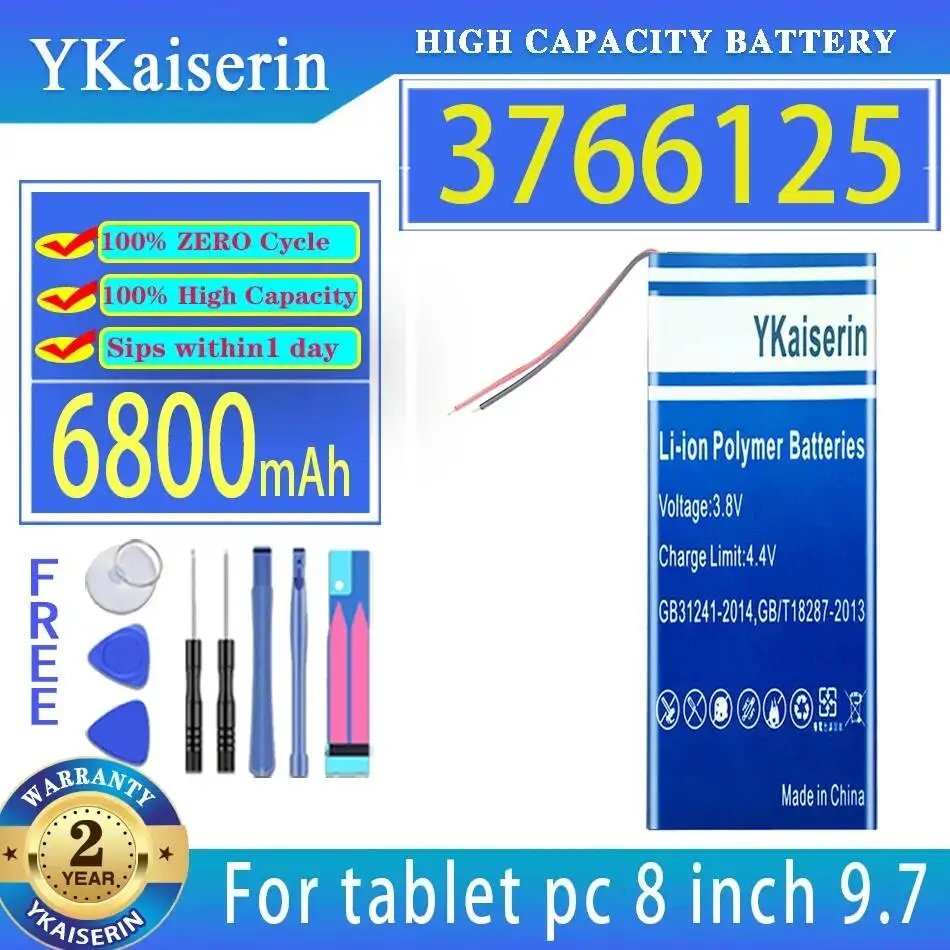 

Высокоэффективный аккумулятор для ноутбука, подходит для 3766125 8 9,7 10,1 дюймов, быстрая зарядка, 6800 мАч