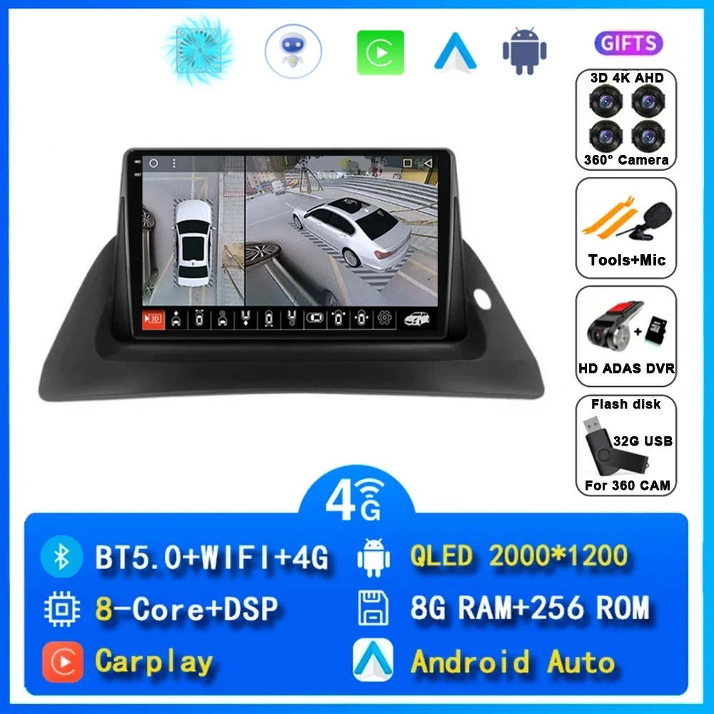 Voor Renault Kangoo 2008-2018 2 Din Android 15 Autoradio Multimedia Speler Carplay Autoradio Stereo GPS IPS 2K QLED 4G Head Unit