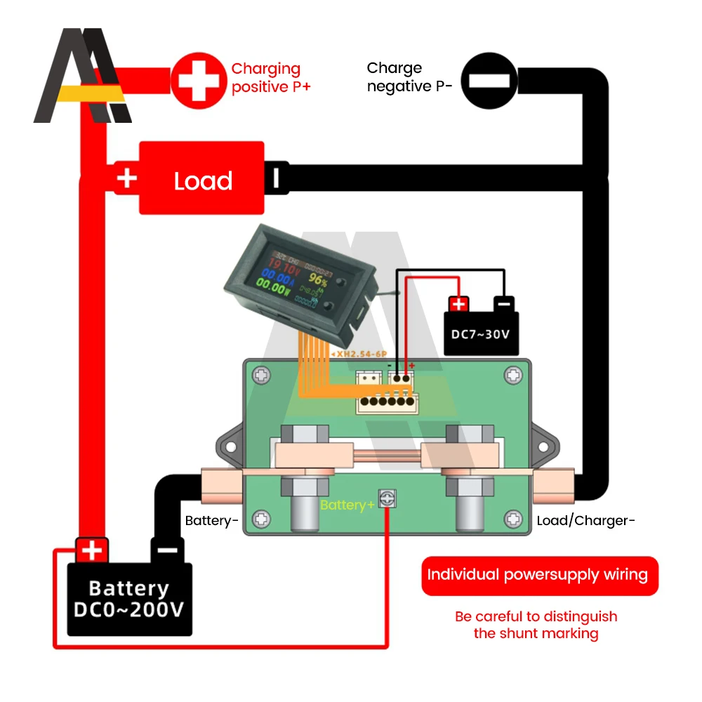 Bidirectional Coulomb Meter DC7-200V 20A 100A 200A 300A Voltage Current Power Capacity Electricity Temperature Time  Tester