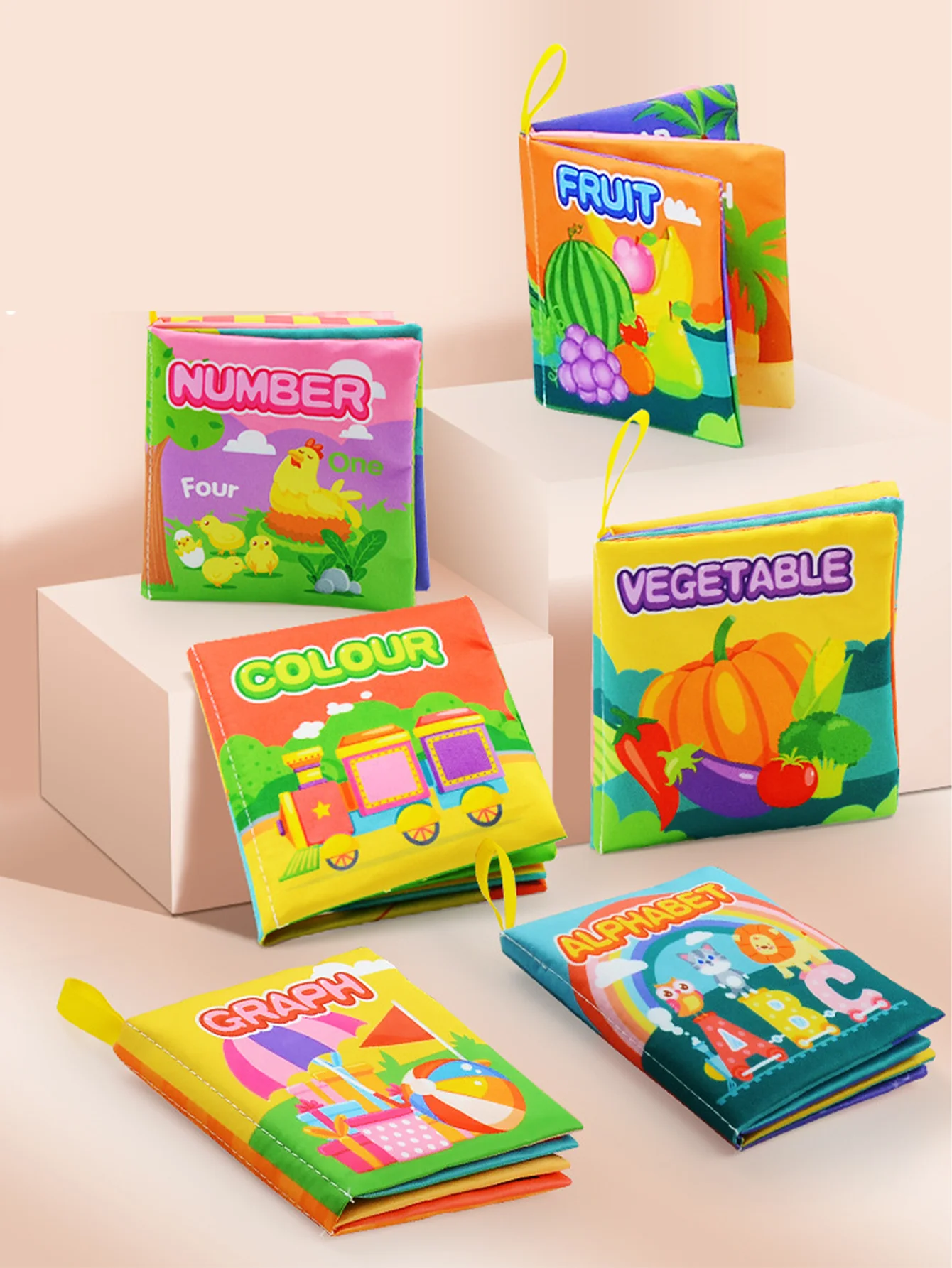 1 ensemble de livres de jouets en tissu doux pour bébé, livre d'apprentissage pour bébé en tissu coloré
