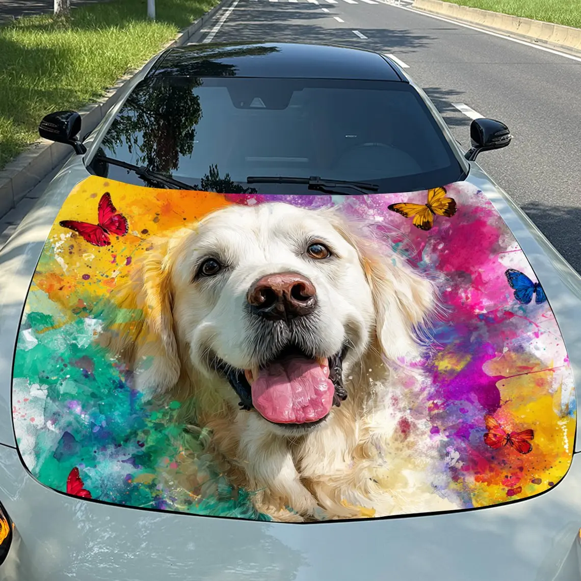 

Happy Dog Car Hood Protection Stickers, Car Decoration Vinyl Packaging Stickers, Can Be Used For Decorating Scratches,Suitable F