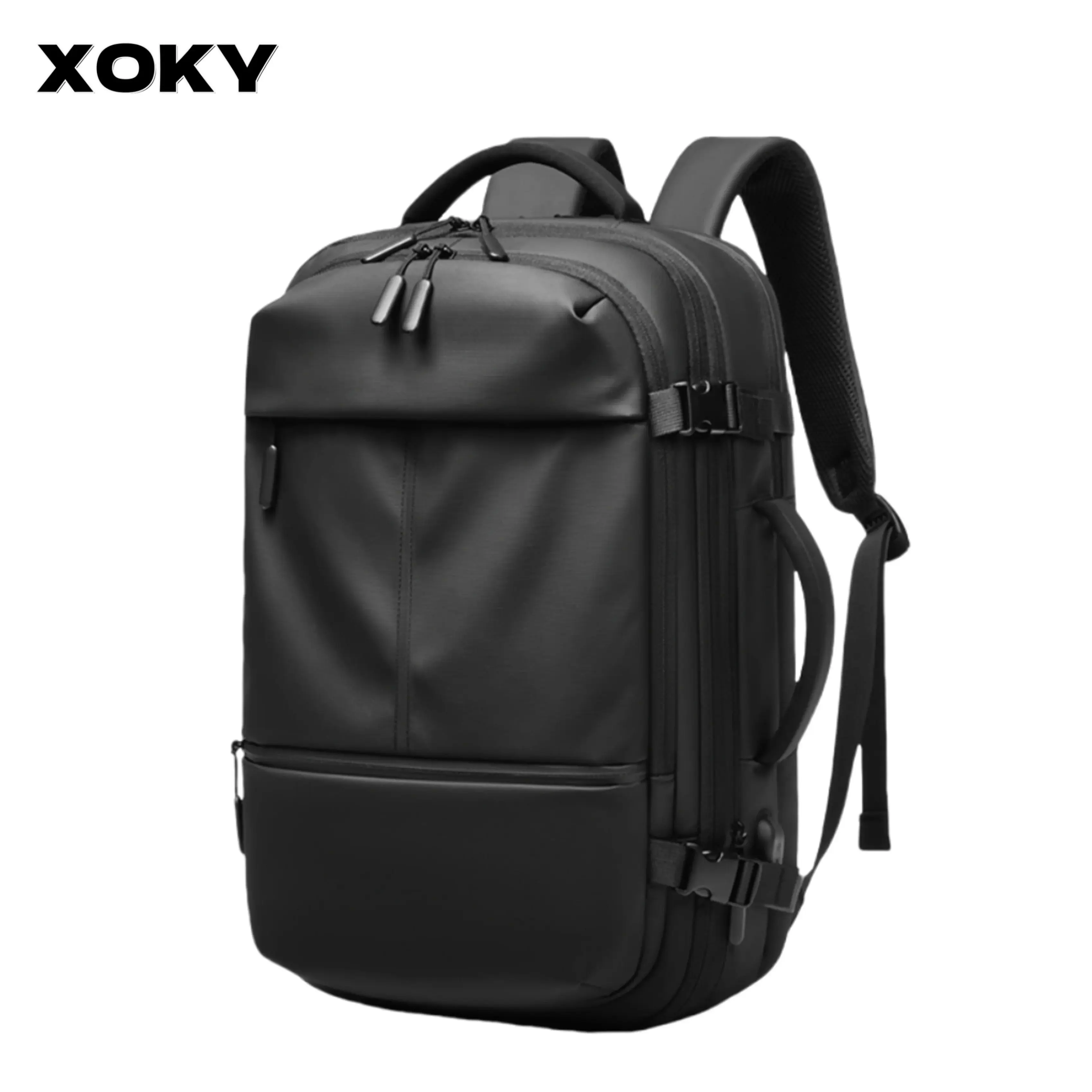 XOKY-mochila de viaje para hombre, morral de negocios expandible con USB, de gran capacidad, impermeable, para ordenador portátil