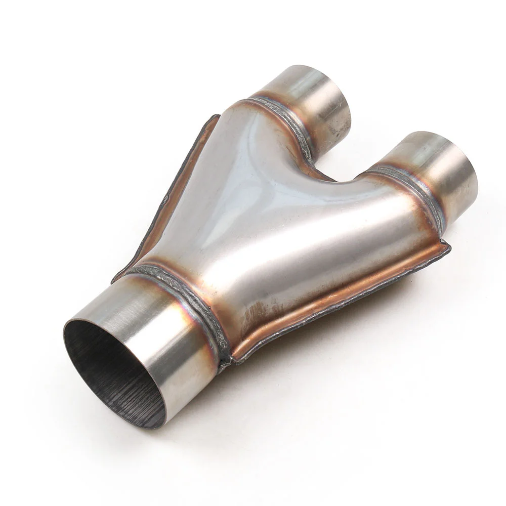 Lodenqc Universal Custom Car Exhaust Y-Pipe 304 Stainless Steel exhaust Y type Pipe Adapter Connector Tube Cone BX102125