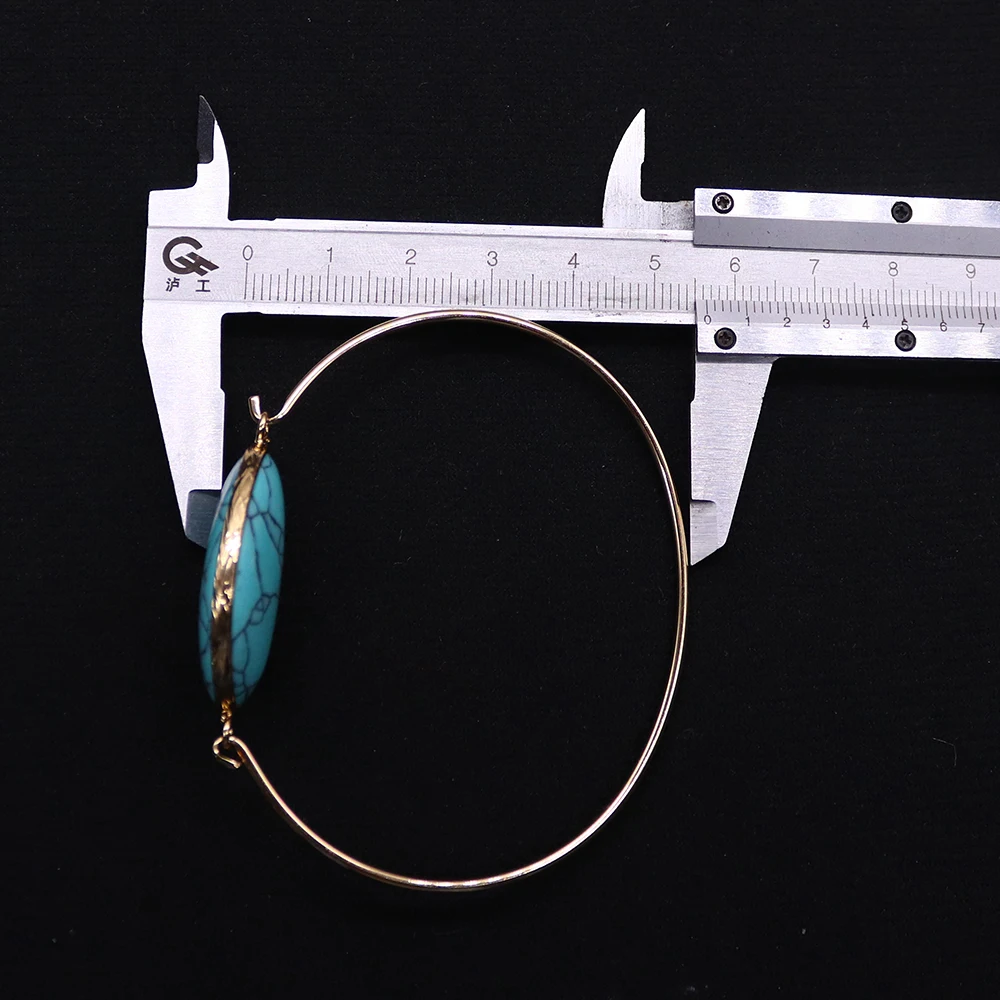 Fashion Gold-Plated Women's Open Bangle Bracelet With Inlaid Polished Natural Stone Amethyst Green Aventurine Jewelry Gift 1pc #6