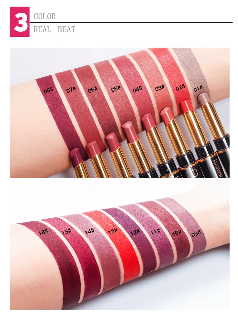 คุณภาพสูง Double-ended Lasting กันน้ําลิปสติก Lip Liner ปากกาแต่งหน้า Matte Pigment Non-stick Cup Lip Stick Liner เครื่องสําอาง