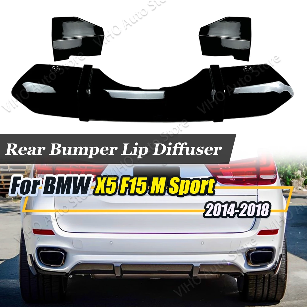 For BMW X5 F15 M Sport 2014 2015 2016 2017 2018 Car Rear Bumper Diffuser Lip Carbon Fiber Look MP Style Spoiler Splitter Plate