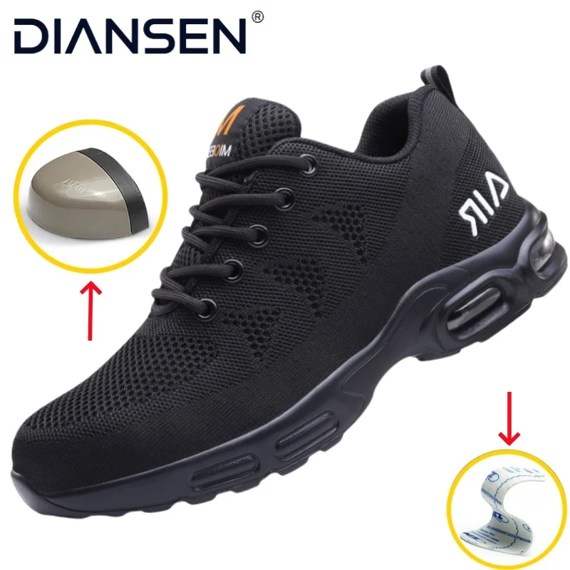 

Steel Toe Kevlar-Midsole Safety Shoes Men,Lightweight Breathable Anti-Puncture Anti-Smash Non Slip Industrial Work Boots