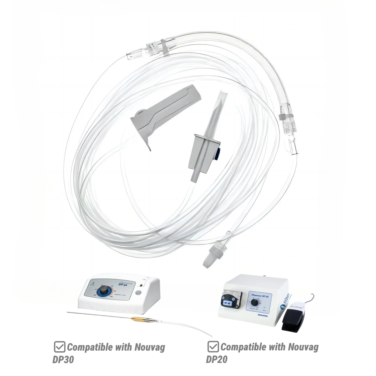 

Комбинированная одноразовая инфильтрационная трубка NOUVAG с одним шипом для диспенсера DP20 и DP30