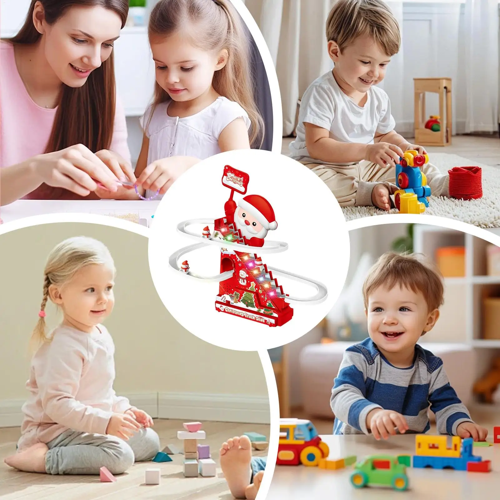 Santa Climbing Toy Santa Electric Slide Climbing Toys Electric Snowman Coaster With Light Music Track Activity For Boys Girls