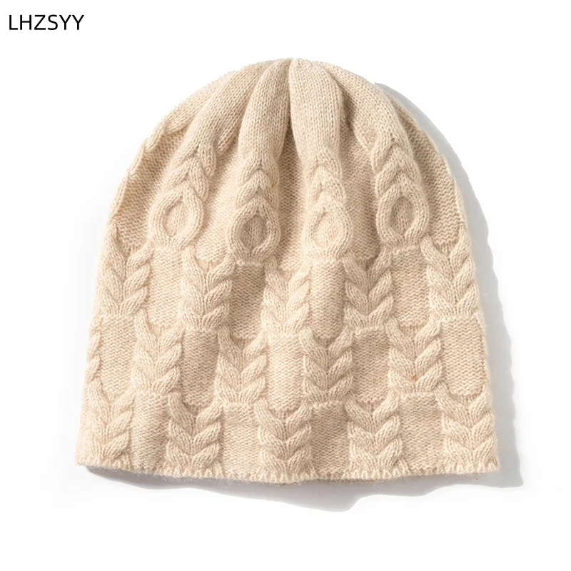 

LHZSYY 100% Cashmere Knit Hats Autumn/Winter Soft Warm Twist Cashmere Cap For Men/Women Have Fashion Joker Solid color Hat Thick