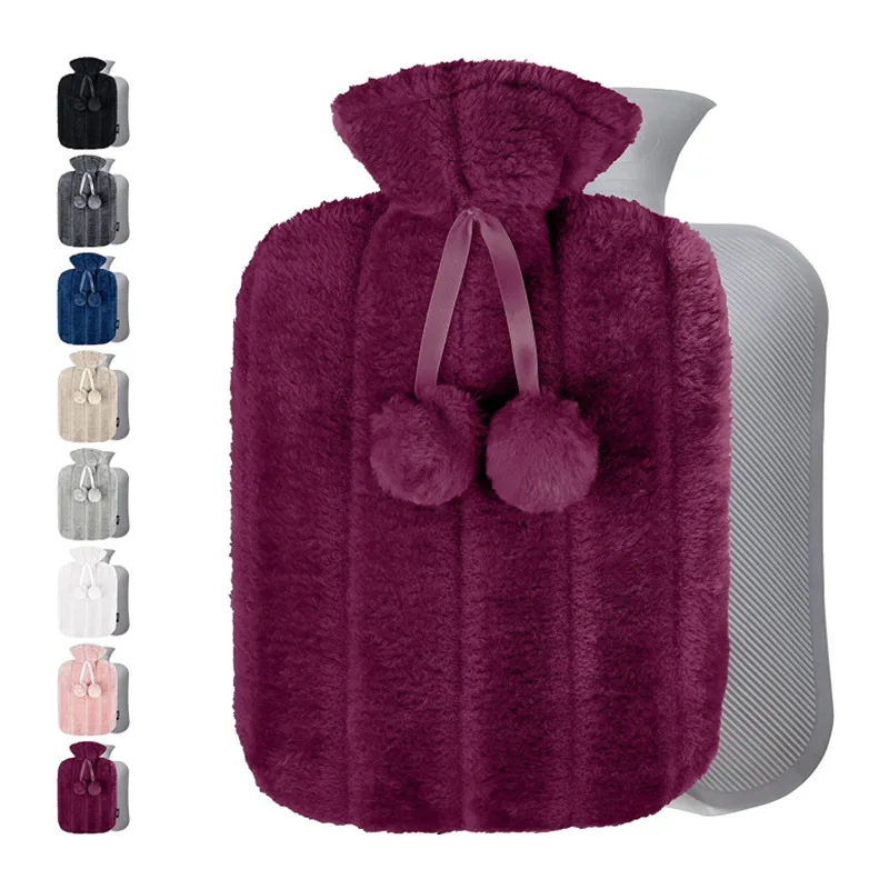 

2L Heat Preservation Covers Winter Protective Case Removable Plush Hot Water Bottle Cover Cold-proof Warm Faux Fur Fleece Cover