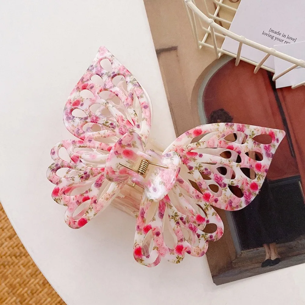 Large Hollow Butterfly Hair Claw Claw Clip Korean Style Acrylic Hair Claw Headdress Hair Accessories Butterfly Shark Clip Women