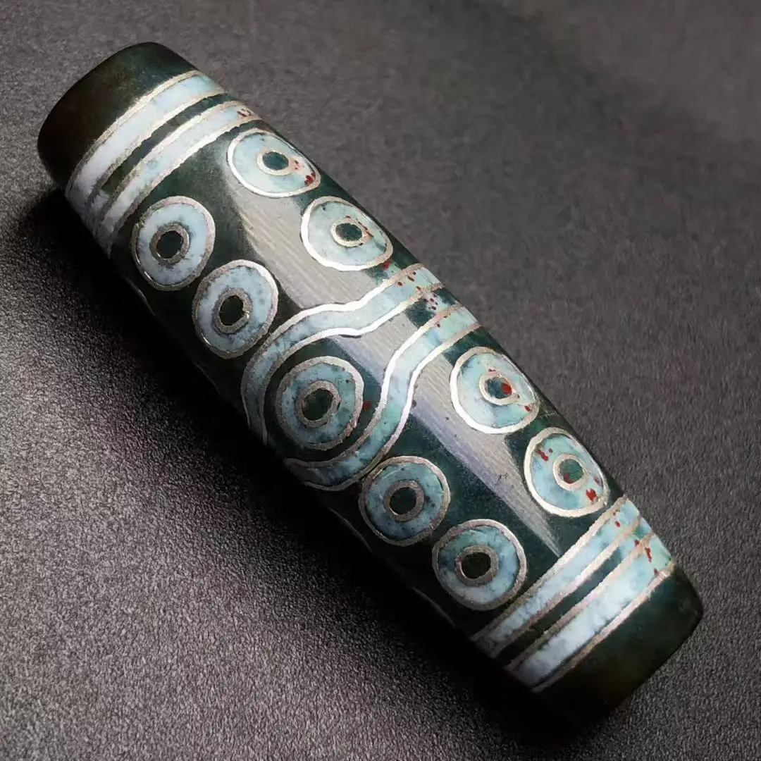 

1pcs/lot 17 Eyes The old material is inlaid with silver threads and covered in cinnabar Tibetan Dzi Beads DIY Amulet
